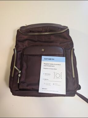 Samsonite Mobile Solution Essential Backpack Merlot Gold Hardware NWT